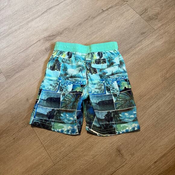 Tommy Bahama Boys Swim Trunks Size 4 Tropical Island Green Blue Board Shorts - Picture 4 of 7